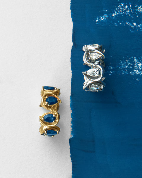 Amore Sapphire Heart Line Ring