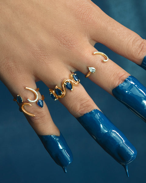 Amore Sapphire Heart Line Ring