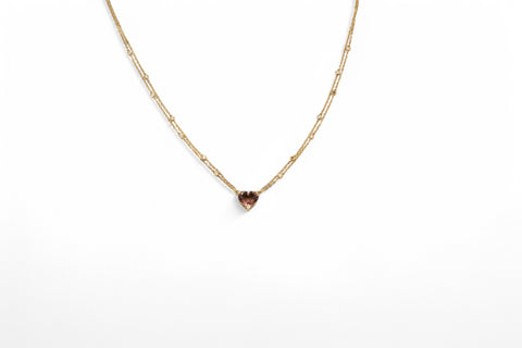 18 Kt yellow gold necklace with diamonds and Tourmaline stone