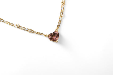 18 Kt yellow gold necklace with diamonds and Tourmaline stone