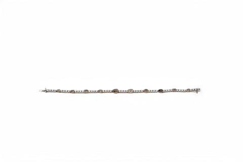 18 kt white gold bracelet with white and brown diamonds
