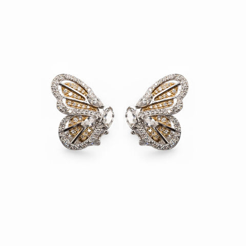 18 kt white and yellow gold diamonds earrings