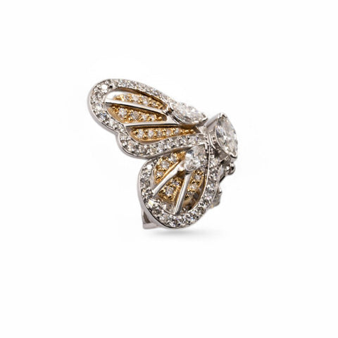 18 kt white and yellow gold diamonds earrings