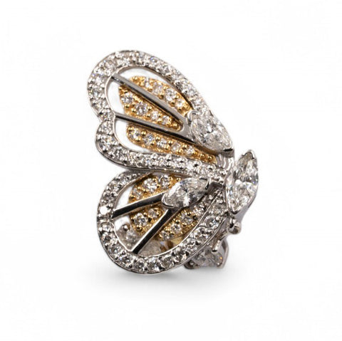 18 kt white and yellow gold diamonds earrings