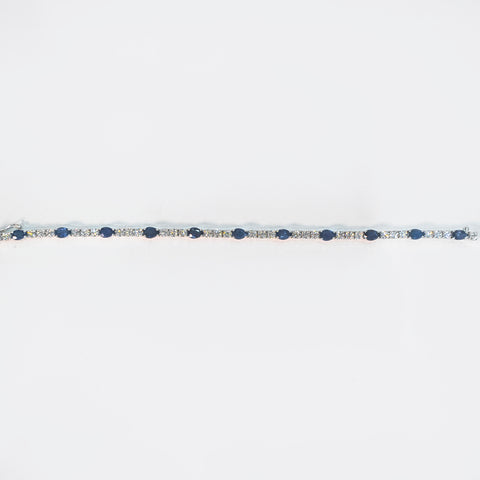 Sapphire Link Bracelet with White Diamonds