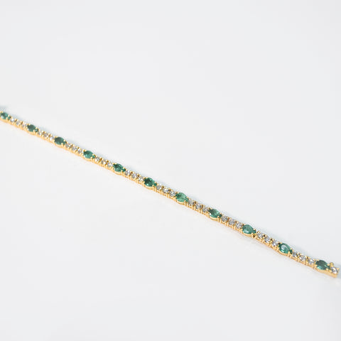 Emerald Link Bracelet with White Diamonds