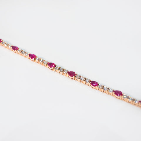 Ruby Link Bracelet with White Diamonds