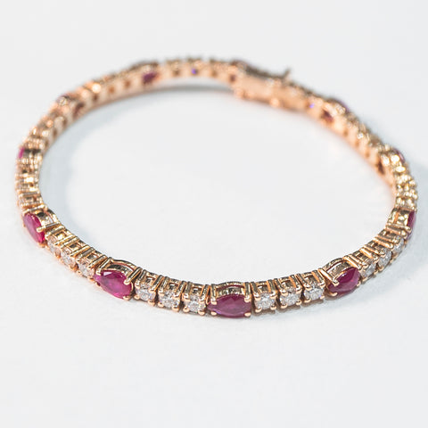 Ruby Link Bracelet with White Diamonds