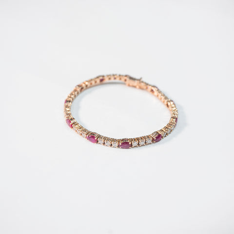 Ruby Link Bracelet with White Diamonds