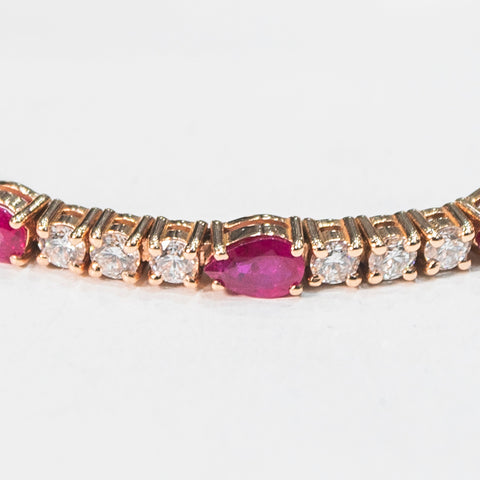 Ruby Link Bracelet with White Diamonds