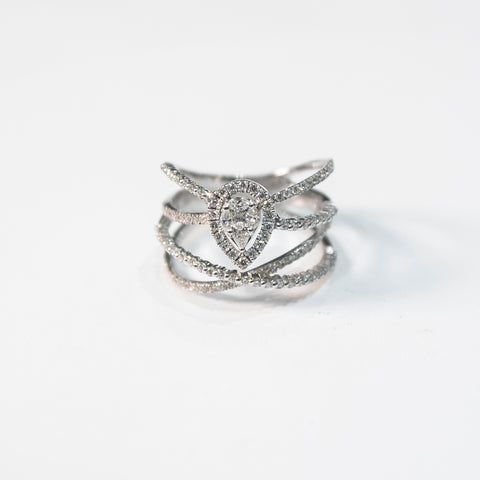 Crossovers with Pear-Shaped Diamond Ring