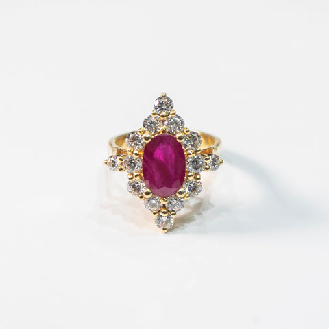 Royal Ruby Ring framed with White Diamonds