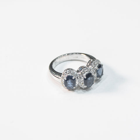 Majestic Sapphire Ring with White Diamonds