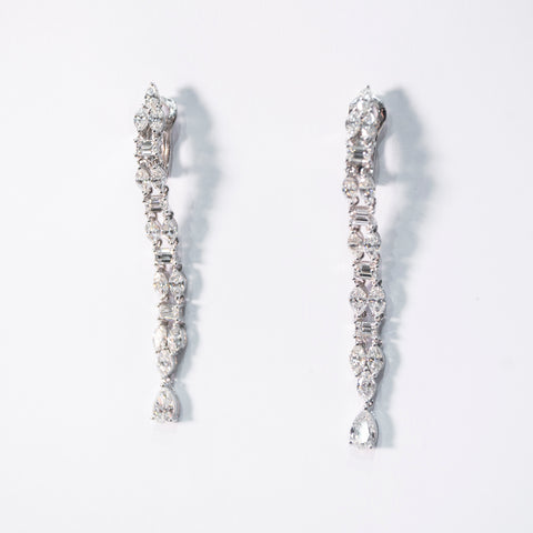 Classic Strand Earrings in White Diamonds