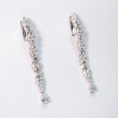 Classic Strand Earrings in White Diamonds