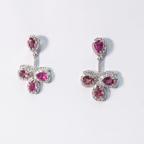 Tourmaline Little Pear-Shaped Earrings with White Diamonds