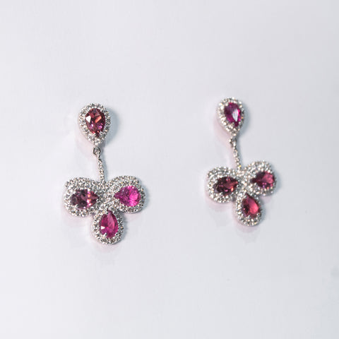 Tourmaline Little Pear-Shaped Earrings with White Diamonds