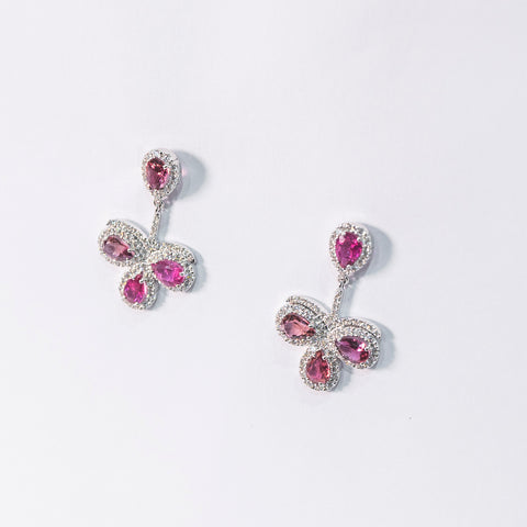 Tourmaline Little Pear-Shaped Earrings with White Diamonds