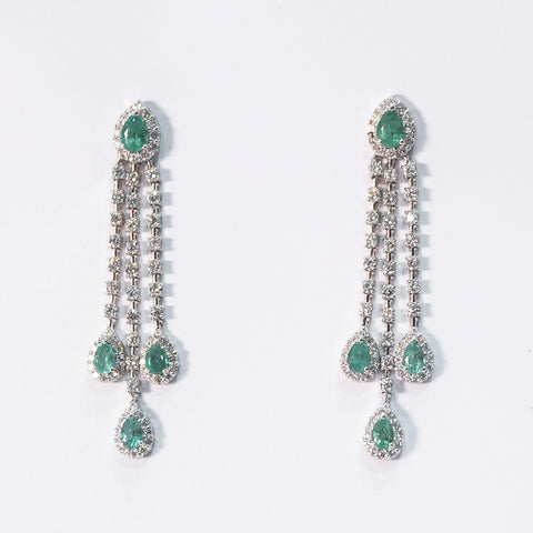 Emerald Strand Earrings with White Diamonds