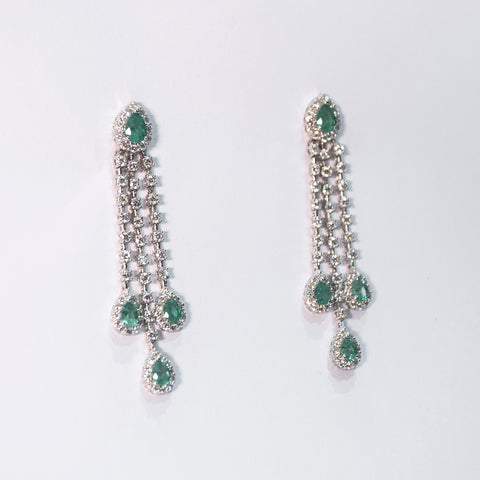 Emerald Strand Earrings with White Diamonds