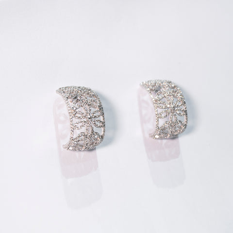 Engraved Floral Diamond Earrings