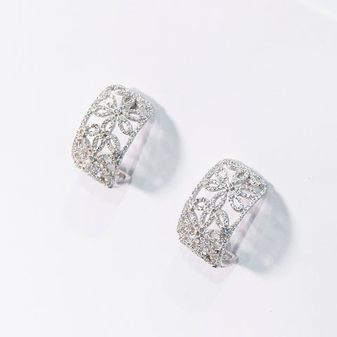 Engraved Floral Diamond Earrings