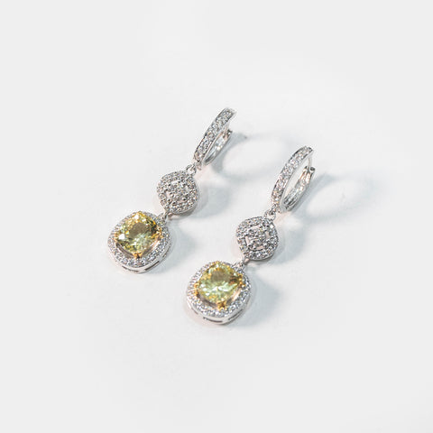Topaz Drop Earrings with White Diamonds