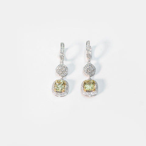 Topaz Drop Earrings with White Diamonds
