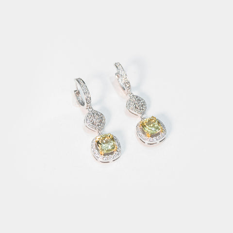 Topaz Drop Earrings with White Diamonds