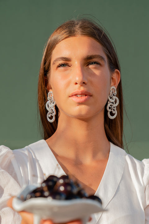 Multi-Hoop White Gold Earrings with White Diamonds - Shami Jewelry