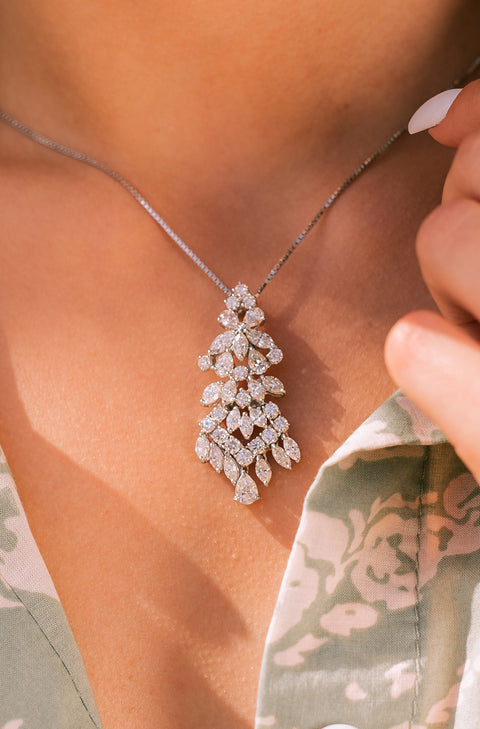 White Diamonds in Chandelier Necklace - Shami Jewelry