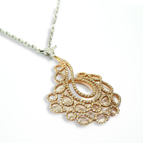 Yellow & White Gold Coiled Necklace with White Diamonds - Shami Jewelry