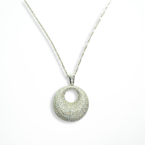 Round Diamond Pendant in White Gold - Shami Jewelry
