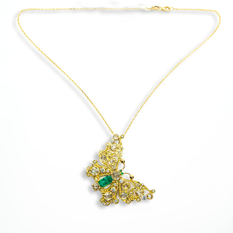 The Emerald Butterfly with White Diamonds - Shami Jewelry