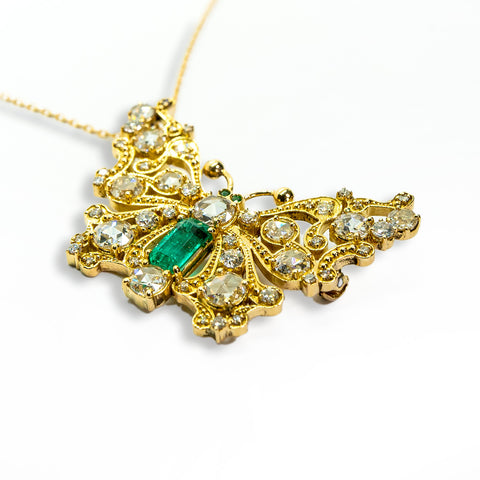 The Emerald Butterfly with White Diamonds - Shami Jewelry