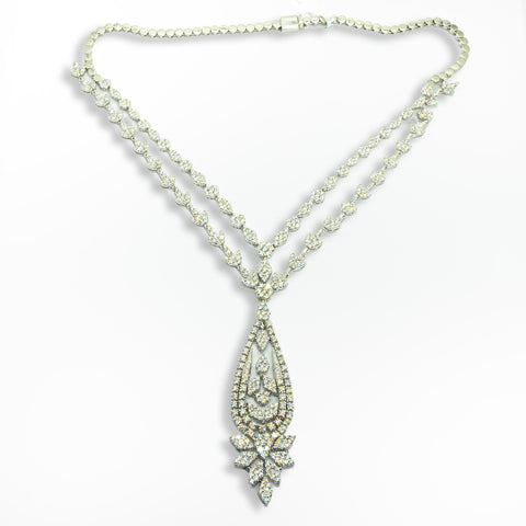 Layered Diamond Necklace with Pear-Shaped Pendant - Shami Jewelry