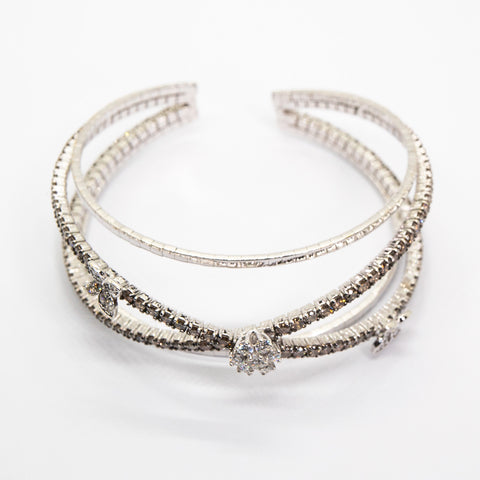 Crossover White & Brown Diamond Bangle - Shami Jewelry