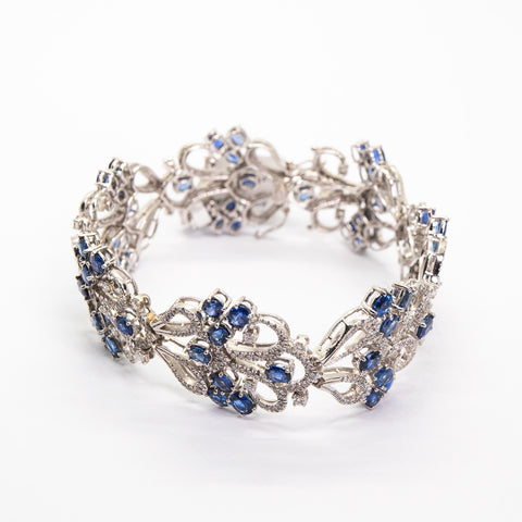 Sapphire & White Diamond Motif Bracelet - Shami Jewelry