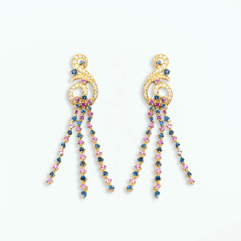 Helix Diamond Drop Earrings with Precious Stones - Shami Jewelry