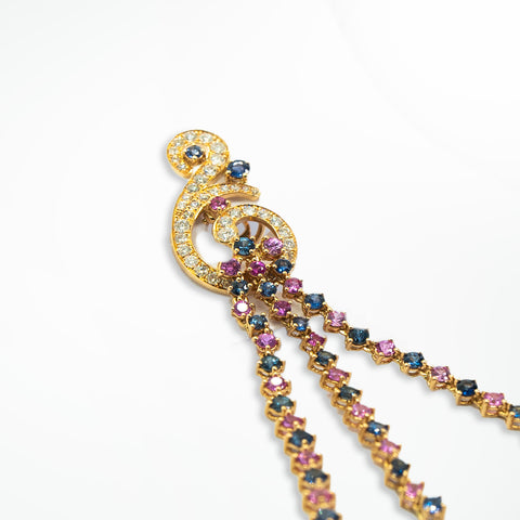 Helix Diamond Drop Earrings with Precious Stones - Shami Jewelry