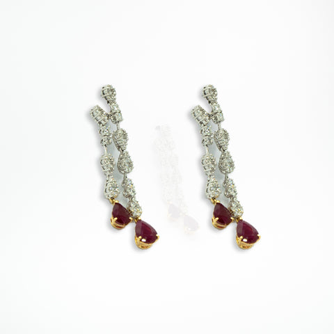 Ruby Drop Earrings with White Diamonds - Shami Jewelry