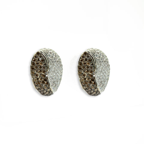 Yin Yang Earrings with White & Brown Diamonds - Shami Jewelry
