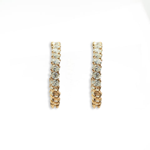 Yellow Gold Hoop Earrings with White Diamonds - Shami Jewelry