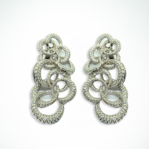 Multi-Hoop White Gold Earrings with White Diamonds - Shami Jewelry