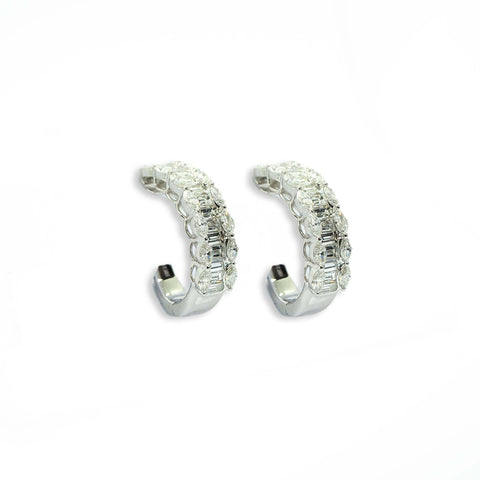 Cluster Diamond Semi-Hoop Earrings - Shami Jewelry