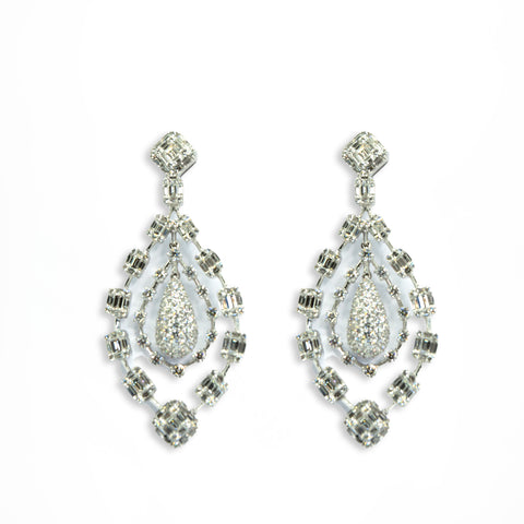 White Diamond Chandelier Earrings - Shami Jewelry