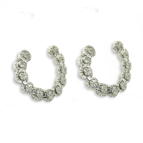 Round & Pavé Diamond Hoop Earrings - Shami Jewelry