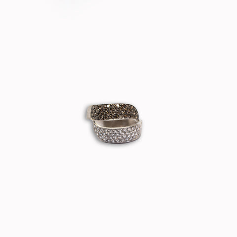 Twirl Ring with White & Brown Diamonds - Shami Jewelry