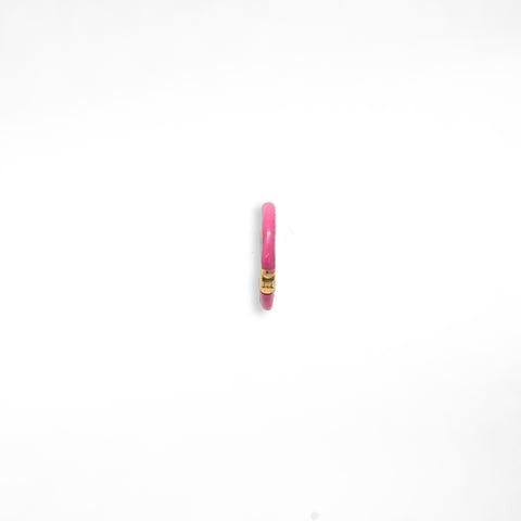 Pink Hue with White Diamonds in Yellow Gold Single Hoop Earring - Shami Jewelry
