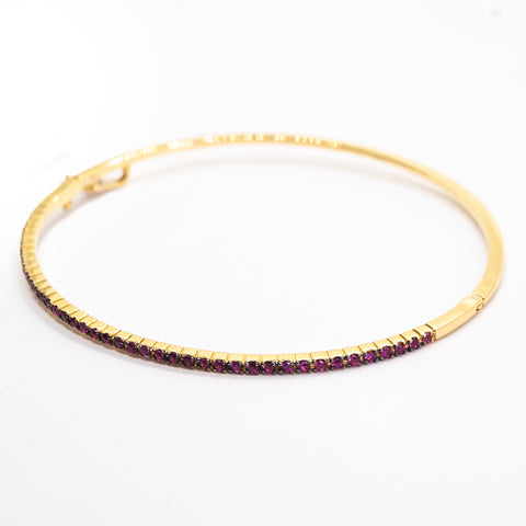 Yellow Gold Open Bangle with Rubies - Shami Jewelry